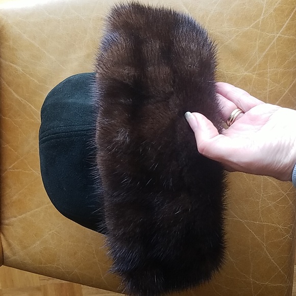 NEW Nathalie Montreal Genuine suede and mink fur hat - Picture 4 of 8